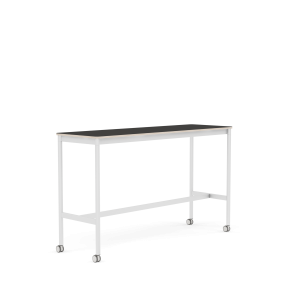 MUUTO stół barowy na kółkach BASE HIGH 160x50x95h czarne linoleum / sklejka / biała podstawa 