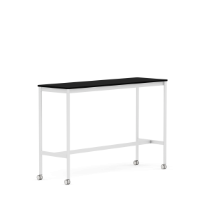MUUTO stół barowy na kółkach BASE HIGH 160x50x105h czarny laminat / czarny ABS / biała podstawa