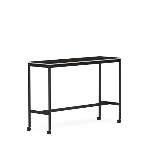 MUUTO stół barowy na kółkach BASE HIGH 160x50x105h czarny laminat / sklejka / czarna podstawa