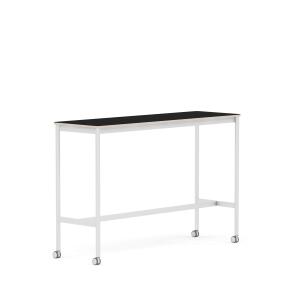 MUUTO stół barowy na kółkach BASE HIGH 160x50x105h czarny laminat / sklejka / biała podstawa