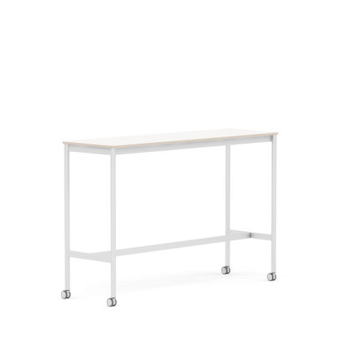 MUUTO stół barowy na kółkach BASE HIGH 160x50x105h biały laminat / sklejka / biała podstawa