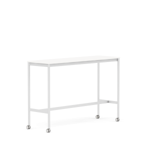 MUUTO stół barowy na kółkach BASE HIGH 160x50x105h biały laminat / biały ABS / biała podstawa