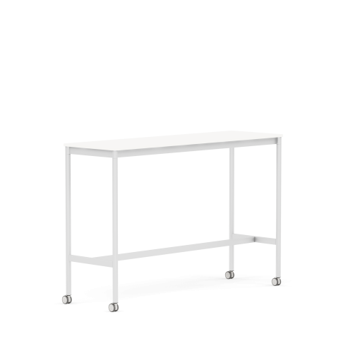 MUUTO stół barowy na kółkach BASE HIGH 160x50x105h biały laminat / biały ABS / biała podstawa