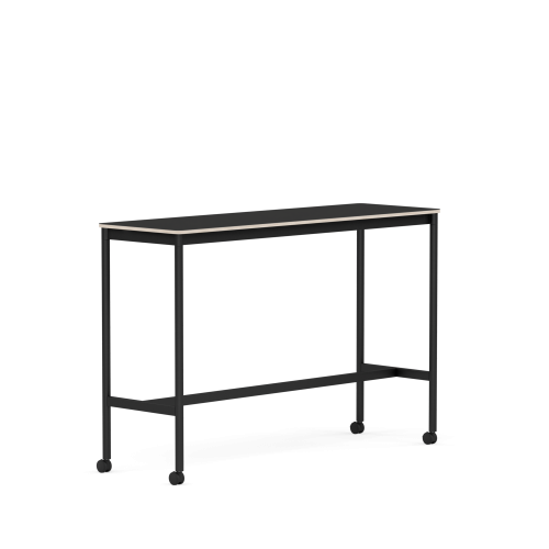 MUUTO stół barowy na kółkach BASE HIGH 160x50x105h czarny nanolaminat / sklejka / czarna podstawa
