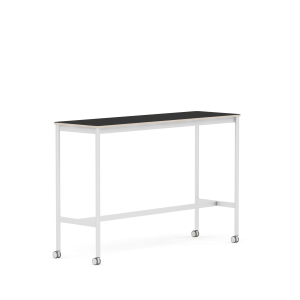 MUUTO stół barowy na kółkach BASE HIGH 160x50x105h czarny nanolaminat / sklejka / biała podstawa