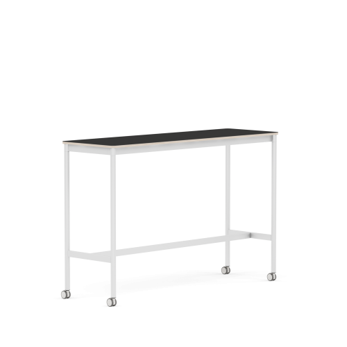 MUUTO stół barowy na kółkach BASE HIGH 160x50x105h czarny nanolaminat / sklejka / biała podstawa