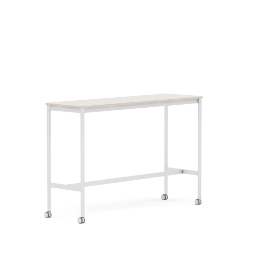 MUUTO stół barowy na kółkach BASE HIGH 160x50x105h biały nanolaminat / sklejka / biała podstawa