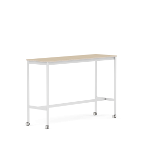 MUUTO stół barowy na kółkach BASE HIGH 160x50x105h fornir dębowy / sklejka / biała podstawa