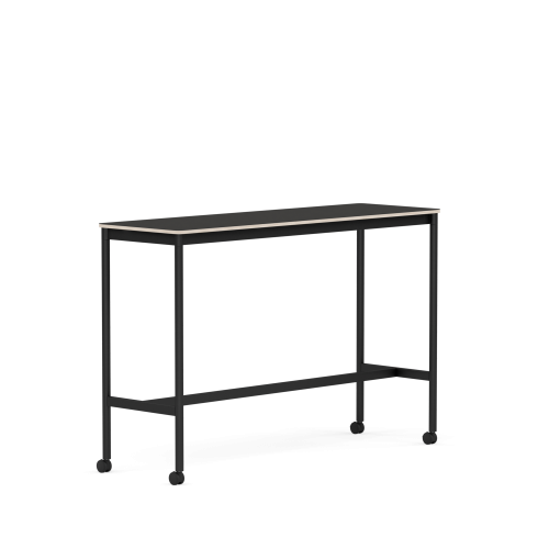 MUUTO stół barowy na kółkach BASE HIGH 160x50x105h czarne linoleum / sklejka / czarna podstawa