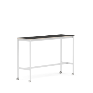 MUUTO stół barowy na kółkach BASE HIGH 160x50x105h czarne linoleum / sklejka / biała podstawa