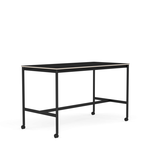 MUUTO stół barowy na kółkach BASE HIGH 160x80x95h czarny laminat / sklejka / czarna podstawa