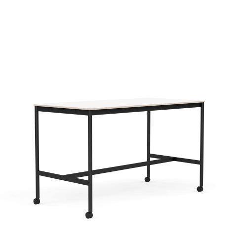 MUUTO stół barowy na kółkach BASE HIGH 160x80x95h biały laminat / sklejka / czarna podstawa