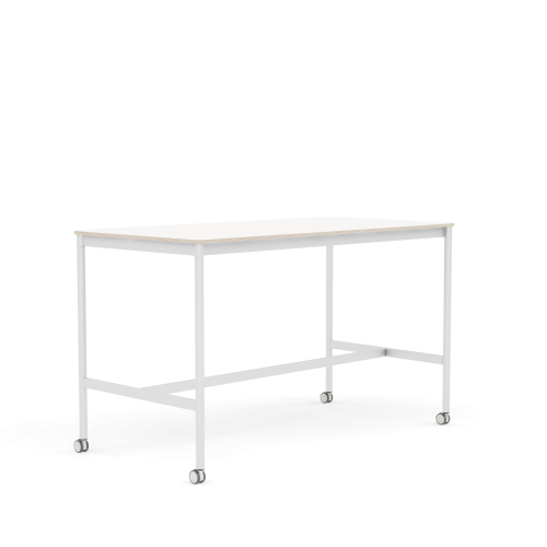 MUUTO stół barowy na kółkach BASE HIGH 160x80x95h biały laminat / sklejka / biała podstawa