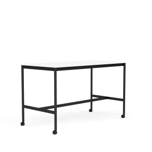 MUUTO stół barowy na kółkach BASE HIGH 160x80x95h biały laminat / biały ABS / czarna podstawa