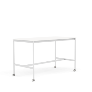 MUUTO stół barowy na kółkach BASE HIGH 160x80x95h biały laminat / biały ABS / biała podstawa