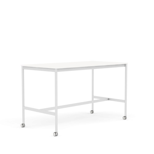 MUUTO stół barowy na kółkach BASE HIGH 160x80x95h biały laminat / biały ABS / biała podstawa