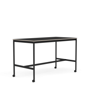 MUUTO stół barowy na kółkach BASE HIGH 160x80x95h czarny nanolaminat / sklejka / czarna podstawa