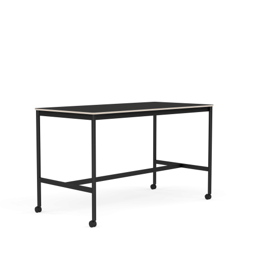 MUUTO stół barowy na kółkach BASE HIGH 160x80x95h czarny nanolaminat / sklejka / czarna podstawa