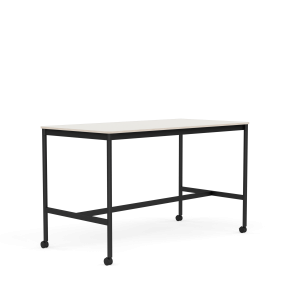 MUUTO stół barowy na kółkach BASE HIGH 160x80x95h biały nanolaminat / sklejka / czarna podstawa