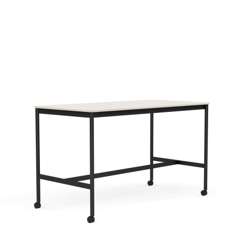 MUUTO stół barowy na kółkach BASE HIGH 160x80x95h biały nanolaminat / sklejka / czarna podstawa