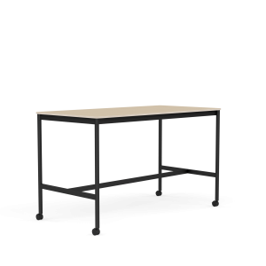 MUUTO stół barowy na kółkach BASE HIGH 160x80x95h fornir dębowy / sklejka / czarna podstawa