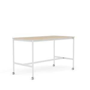 MUUTO stół barowy na kółkach BASE HIGH 160x80x95h fornir dębowy / sklejka / biała podstawa