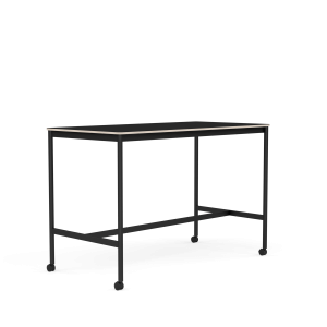 MUUTO stół barowy na kółkach BASE HIGH 160x80x105h czarny laminat / sklejka / czarna podstawa