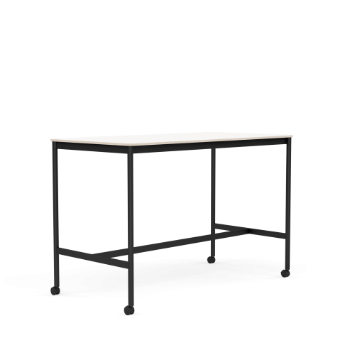 MUUTO stół barowy na kółkach BASE HIGH 160x80x105h biały laminat / sklejka / czarna podstawa