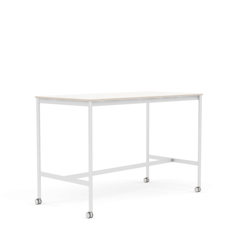MUUTO stół barowy na kółkach BASE HIGH 160x80x105h biały laminat / sklejka / biała podstawa
