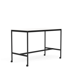 MUUTO stół barowy na kółkach BASE HIGH 160x80x105h biały laminat / biały ABS / czarna podstawa