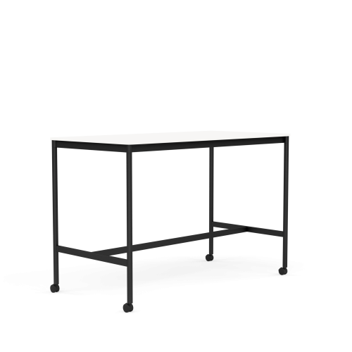 MUUTO stół barowy na kółkach BASE HIGH 160x80x105h biały laminat / biały ABS / czarna podstawa