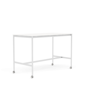 MUUTO stół barowy na kółkach BASE HIGH 160x80x105h biały laminat / biały ABS / biała podstawa