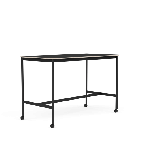 MUUTO stół barowy na kółkach BASE HIGH 160x80x105h czarny nanolaminat / sklejka / czarna podstawa