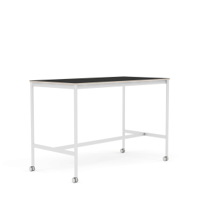 MUUTO stół barowy na kółkach BASE HIGH 160x80x105h czarny nanolaminat / sklejka / biała podstawa