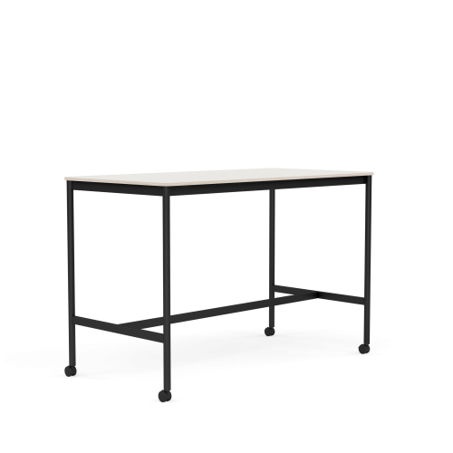 MUUTO stół barowy na kółkach BASE HIGH 160x80x105h biały nanolaminat / sklejka / czarna podstawa
