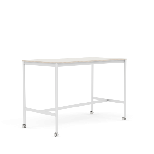 MUUTO stół barowy na kółkach BASE HIGH 160x80x105h biały nanolaminat / sklejka / biała podstawa