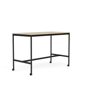 MUUTO stół barowy na kółkach BASE HIGH 160x80x105h fornir dębowy / sklejka / czarna podstawa