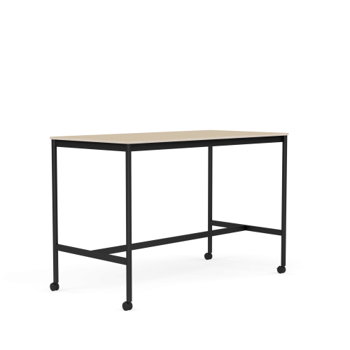 MUUTO stół barowy na kółkach BASE HIGH 160x80x105h fornir dębowy / sklejka / czarna podstawa