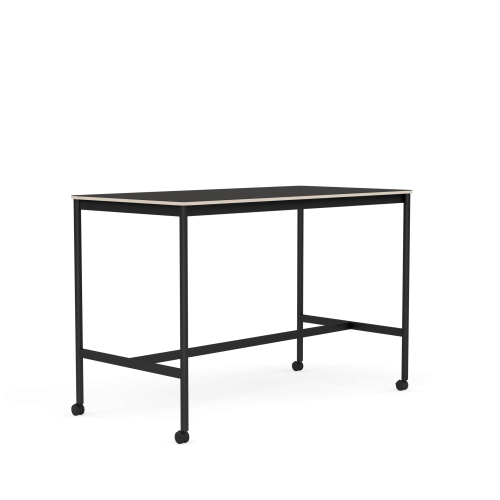 MUUTO stół barowy na kółkach BASE HIGH 160x80x105h czarne linoleum / sklejka / czarna podstawa