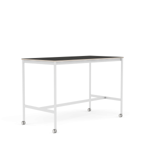 MUUTO stół barowy na kółkach BASE HIGH 160x80x105h czarne linoleum / sklejka / biała podstawa