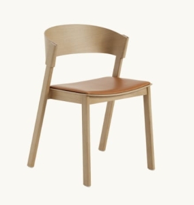 MUUTO krzesło tapicerowane COVER dąb naturalny, skóra koniak