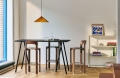 Matin Pendant 500 peach_Rey Bar Stool H75 umber brown wb lacquer beech base_Loop Stand High Table L160xW77,5xH97 black.jpg