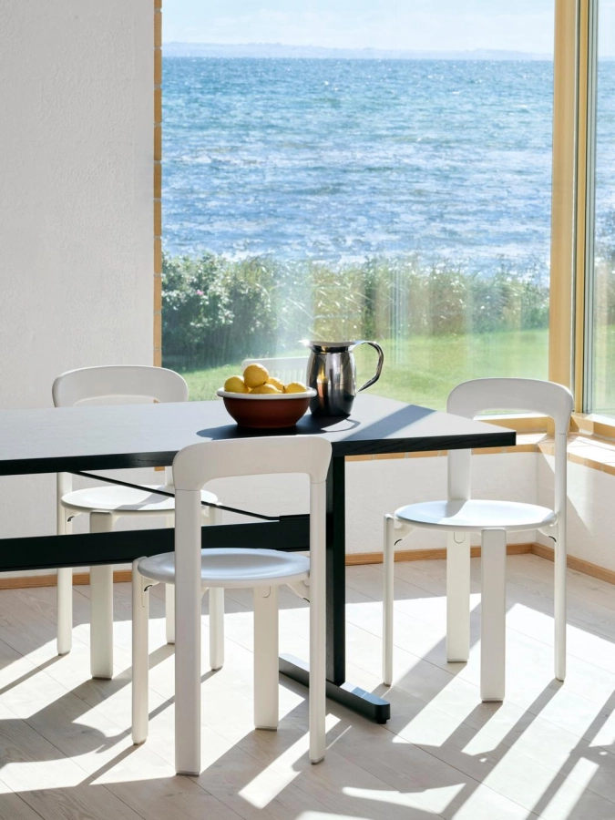 Rey Chair cream white wb lacquered beech_Passerelle Table Ink black wb lacquered oak frame edge Ink black powder coated crossbar.jpg