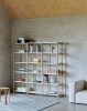 Woody Shelving High 2.0 almond white shelves soaped oak frame_Rey Stool golden_Check Rug light blue.jpg