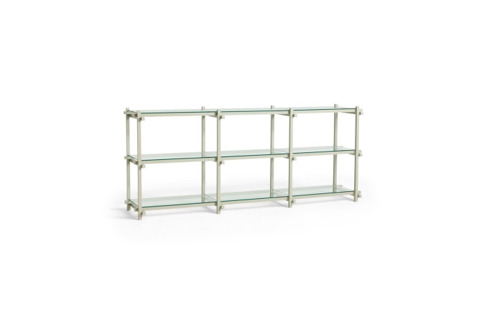 AE449-D230-AP38_Woody Shelving Low 2.0 clear glass shelves_smokey grey beech frame.jpg