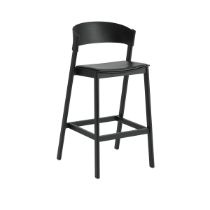 MUUTO krzesło barowe COVER 75cm czarny dąb / czarna skóra