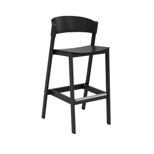 MUUTO krzesło barowe COVER 75cm czarne / stalowy podnóżek