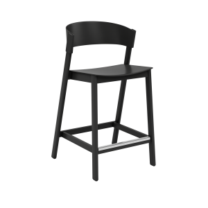 MUUTO krzesło barowe COVER 65cm czarne / stalowy podnóżek