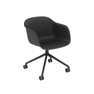 MUUTO krzesło obrotowe z podłokietnikami na kółkach FIBER SWIVEL czarne