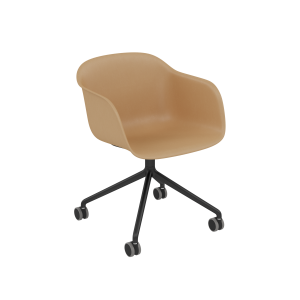 MUUTO krzesło obrotowe z podłokietnikami na kółkach FIBER SWIVEL ochra / czarne